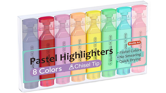 Shuttle Art Pastel Highlighters 8 Count