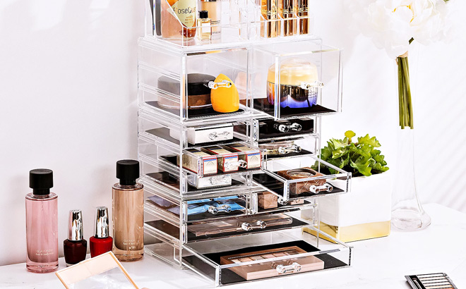 Sorbus Makeup and Jewelry 12 Drawer Display Case Organizer