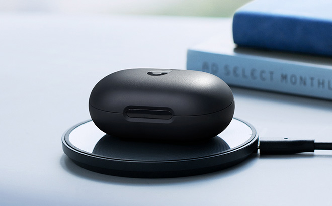 Soundcore by Anker Space Noise Cancelling Wireless Earbuds on the Table