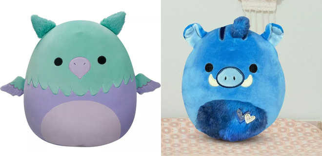 Squishmallows 16 Inch Aqua and Purple Griffin and Bejron 5 Inch Valentines Day Plush