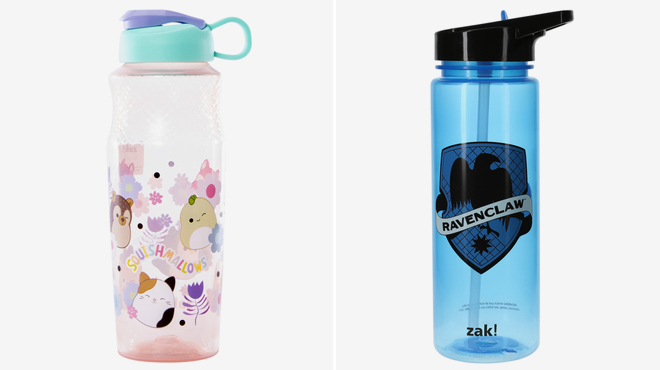 Squishmallows Flip Top Water Bottle and Zak Harry Potter House Water Bottle