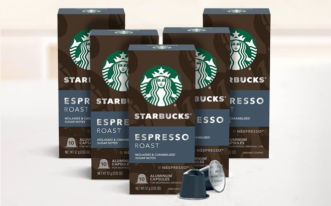 Starbucks Nespresso 50 Count Capsules on a Table