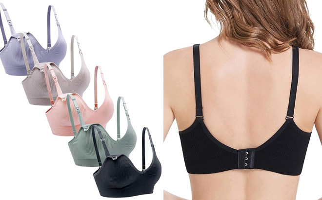 Suekaphin Nursing Bra 5pack Wireless Deep V Neck Maternity Nursing Bra Suekaphin Nursing Bra 5pack Wireless Deep V Neck Maternity Nursing Bra