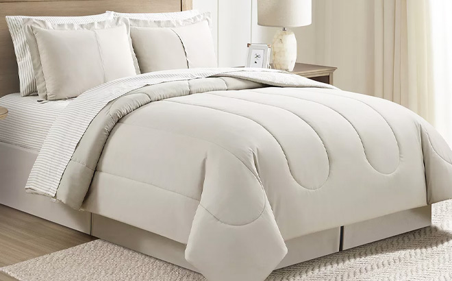 Sunham Neutral Damask 8 Piece Comforter Set Sunham Neutral Damask 8 Piece Comforter Set