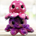 Teeturtle Reversible Octopus Plushie in Purple Polka Dot Color