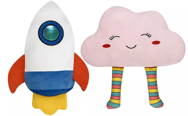 The Big One White Rocket Squishy Throw Pillow and The Big One Squishy Cloud Throw Pillow