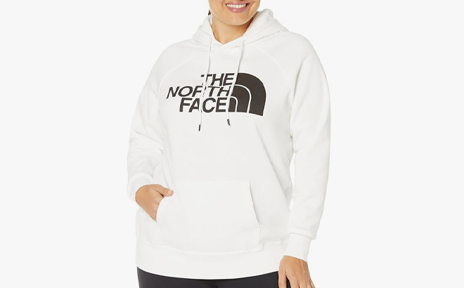 The North Face Plus Size Half Dome Pullover Hoodie in White and Black Color