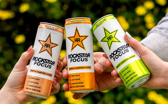 Three Rockstar Focus Energy Drinks