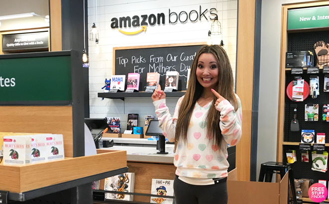 Tina with Amazon Books Inside a Store