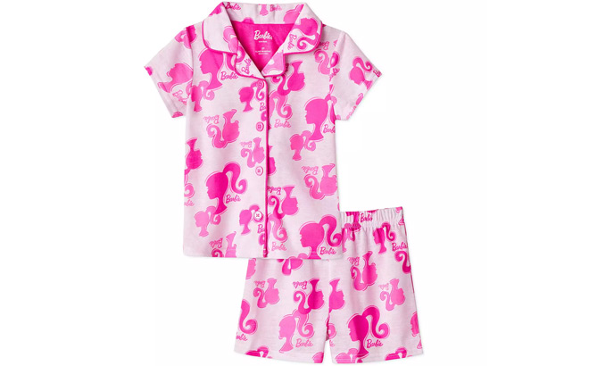 Toddler Girl Barbie Short Sleeve Top Shorts Pajama Set