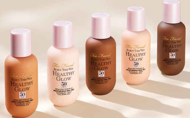 Too Faced Born This Way Healthy Glow SPF 30 Foundations in a Row