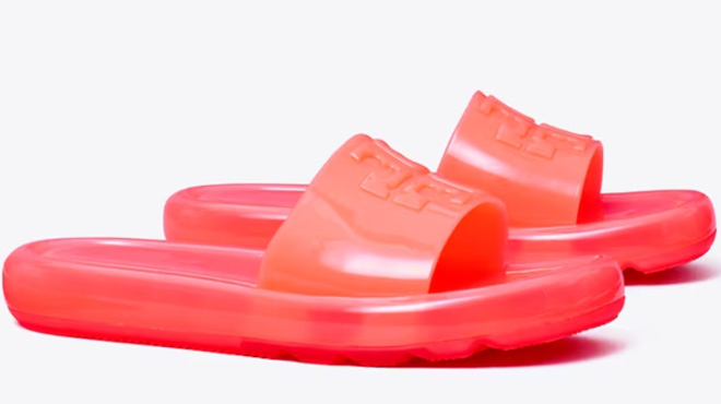 Tory Burch Jelly Slides fluorescent pink color