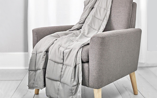 Tranquility Quilted Weighted Blanket on a Chair