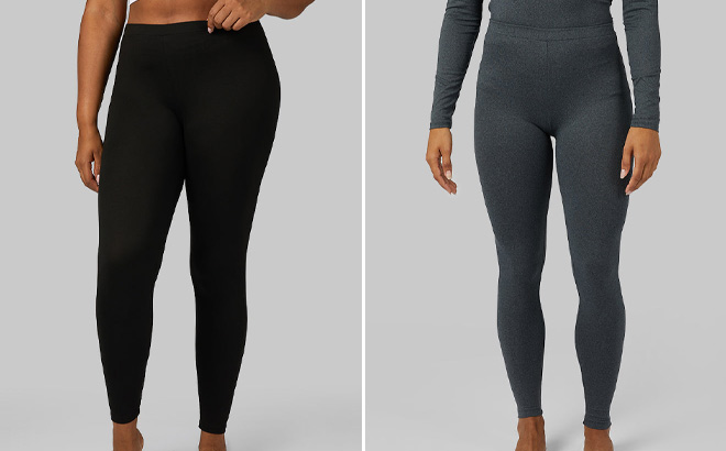 Two 32 Degrees Womens Baselayers Leggings in Black and Grey
