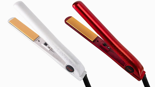 Two CHI Special Edition Ceramic 1 Inch Flat Iron in Silver and Pale Ruby