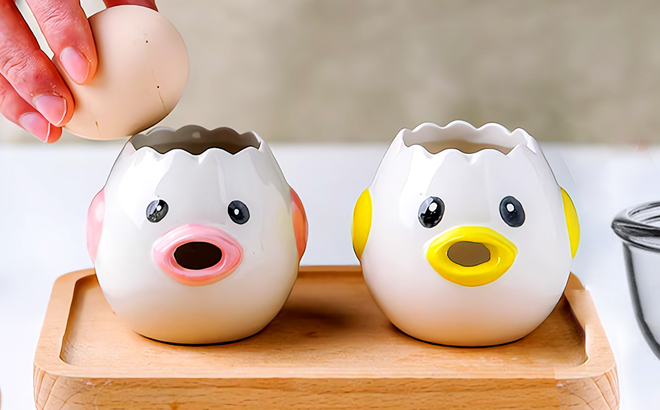 Two Handmade Ceramic Egg Separators