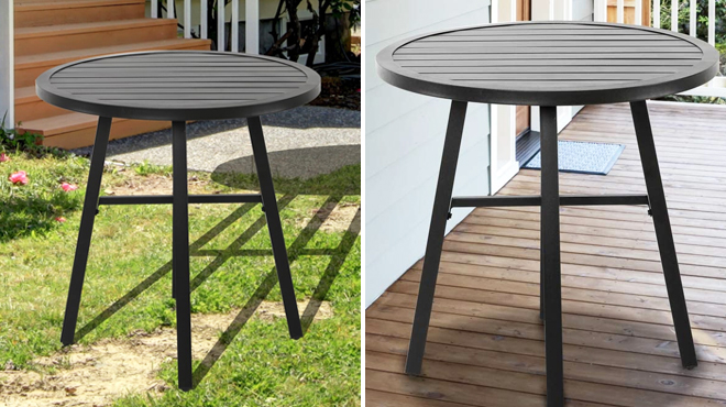 Two Images of Round Outdoor Bistro Table