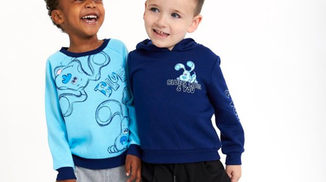 Two Kids Wearing Blues Clues Toddler Boys Pullover Sweatshirt Set