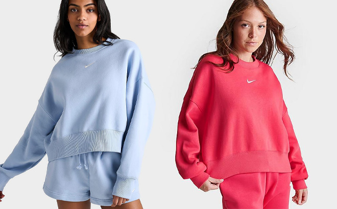 Two Nike Womens Fleece Oversizes Sweatshirts