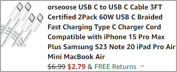 USB C to USB C Cable 2 Pack at Checkout