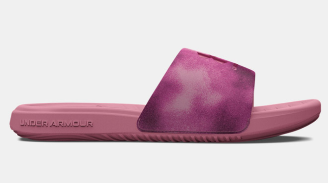 Under Armour Womens Ansa Graphic Slides in Pink Elixir Color