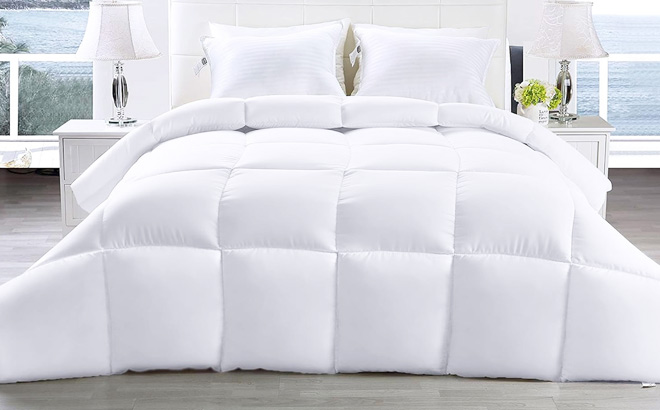 Utopia Bedding All Season Comforters Queen Size on Bed