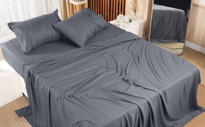 Utopia Bedding Queen 4 Piece Bed Sheets Set in the Color Gray Utopia Bedding Queen 4 Piece Bed Sheets Set in the Color Gray