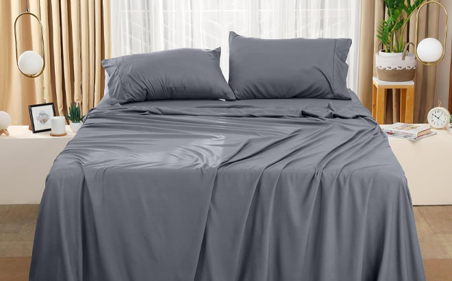 Utopia Bedding Queen Bed Sheets 4 Piece Set in the Color Gray