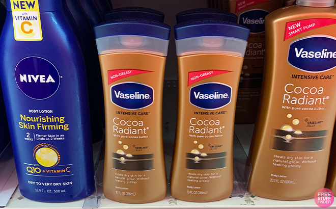 Vaseline Intensive Care Cocoa Radiant Body Lotion in shelf