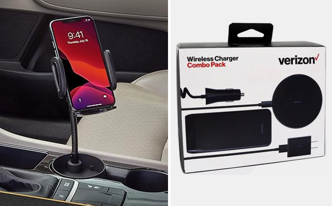 Verizon iPhone Charging Bundle wPowerbank Wireless Charging Pad Car Charger