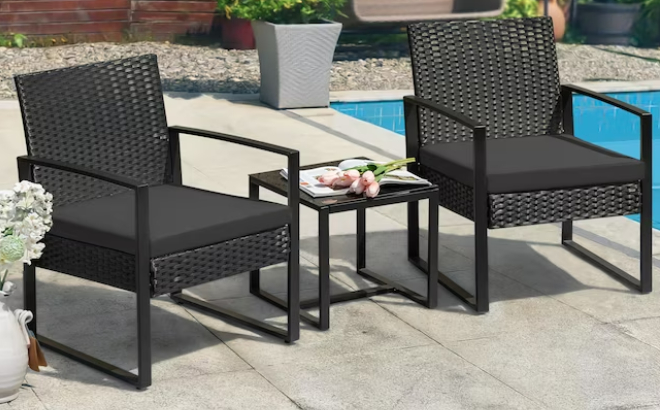 Vineego 3 Piece Wicker Patio Conversation Set