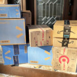 Walmart Tarte and Amazon Boxes on a Doorstep