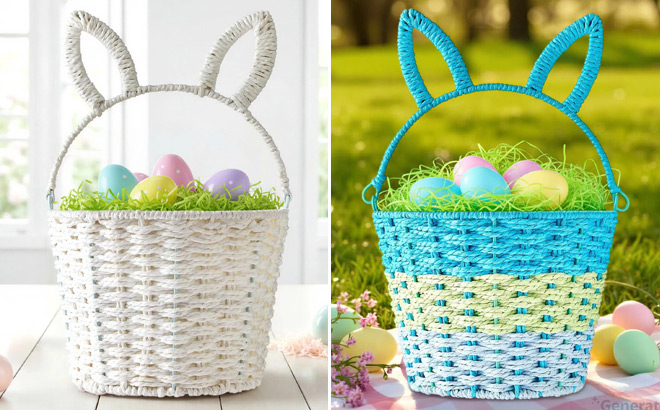 Way To Celebrate Round Bunny Ear Handle Paper Baskets Way To Celebrate Round Bunny Ear Handle Paper Baskets