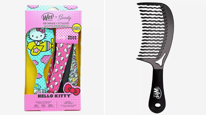 Wet Brush Hello Kitty Ogl Detangler Hair Brush Headband Kit and Wet Brush Detangling Comb