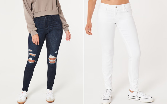 Womens Curvy High Rise Ripped Dark Wash Jeans