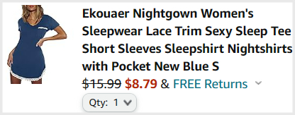 Womens Nightgown Checkout