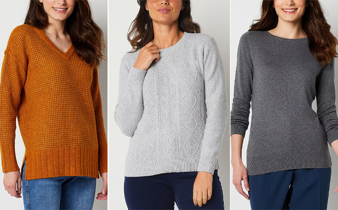 Womens Sweaters in Three Styles and Three Colors