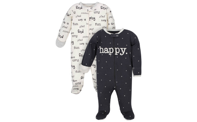Wonder Nation Unisex Baby Zip Front Sleep ‘N Play Pajamas