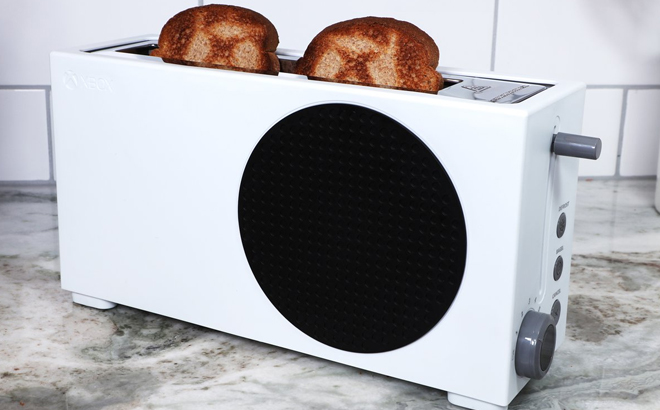 Xbox Series S 2 Slice Toaster on a Kitchen Countertop Xbox Series S 2 Slice Toaster on a Kitchen Countertop