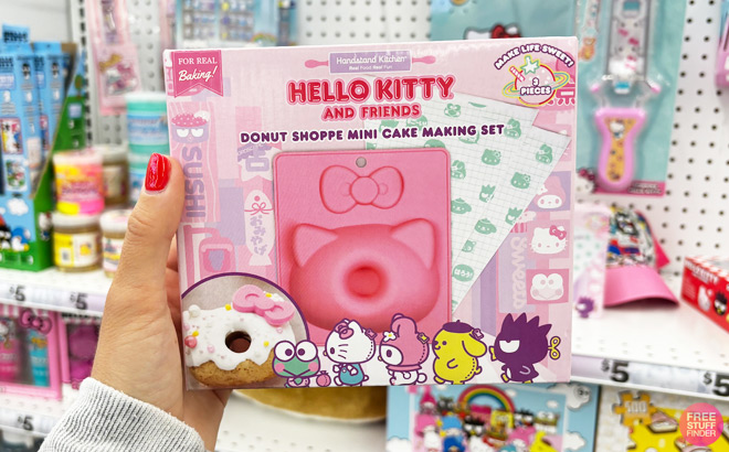 a Person Holding Hello Kitty Friends A Donut Shoppe Mini Cake Making Set