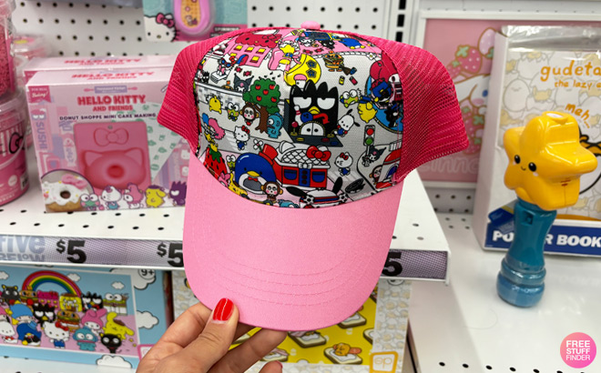 a Person Holding Hello Kitty Friends Hat