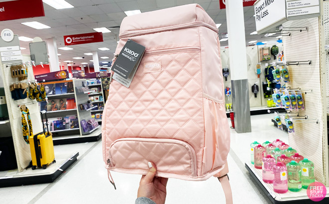 a Person Holding Igloo MaxCold Duo Backpack Soft Sided Cooler