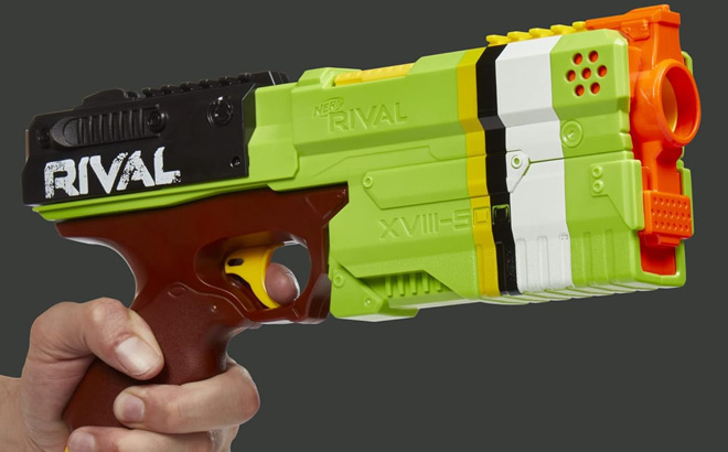 a Person Holding NERF Rival Kronos XVIII 500 Blaster