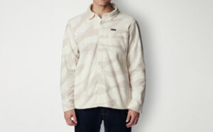 a Person Wearing Columbia Mens Fleece Lightweight Shirt Jacket