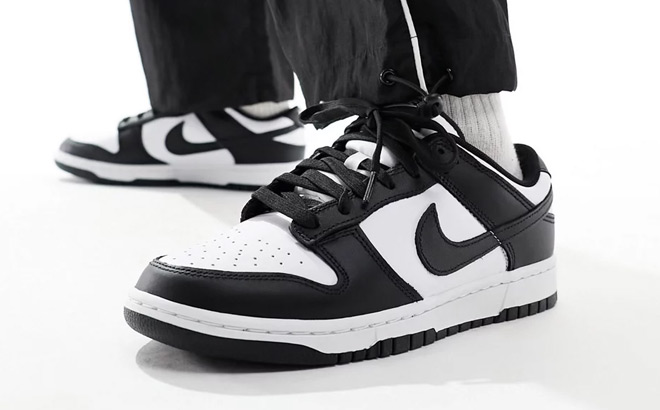 a Person Wearing Nike Dunk Low Sneakers