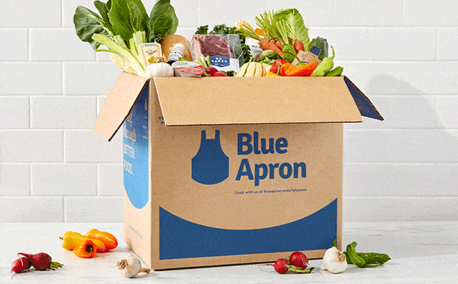 Blue Apron Opened Box with Fresh Food Inside