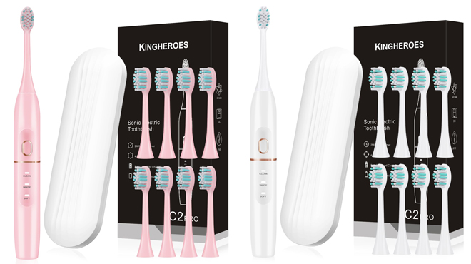 kingheroes Electric Toothbrush Set Comes with 8 Brush Heads Travel Case 1