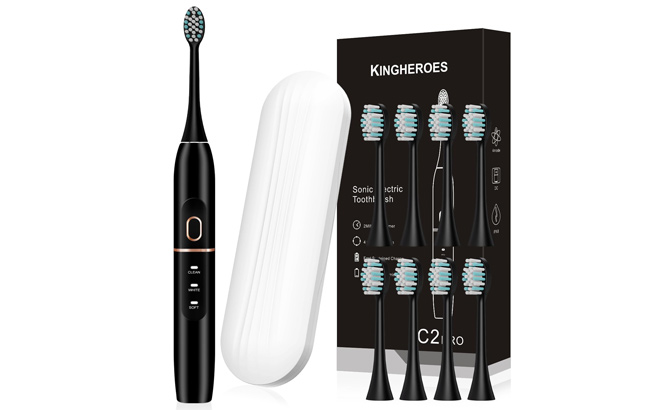 kingheroes Electric Toothbrush Set Comes with 8 Brush Heads Travel Case