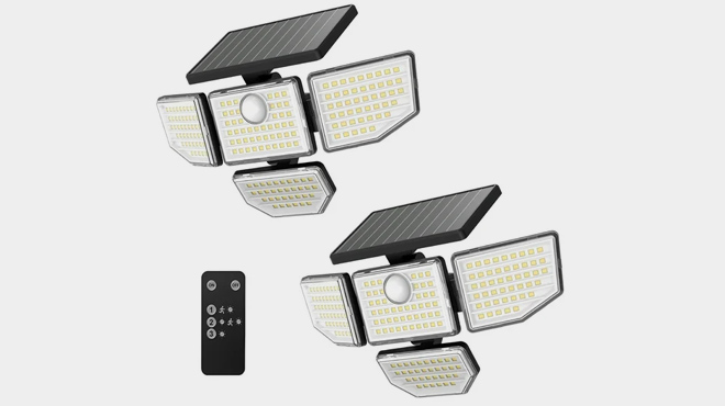 2 Pack Solar Motion 4 Head Adjustable LED Security Light