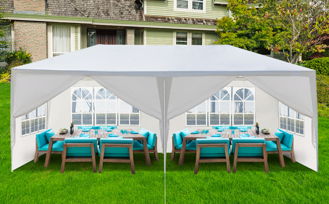 20 x 10 Foot Outdoor Gazebo Canopy with 6 Removable Sidewalls